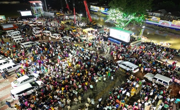 Massive gathering at Dashamighat in Agartala to witness immersion of idols after Durga Puja